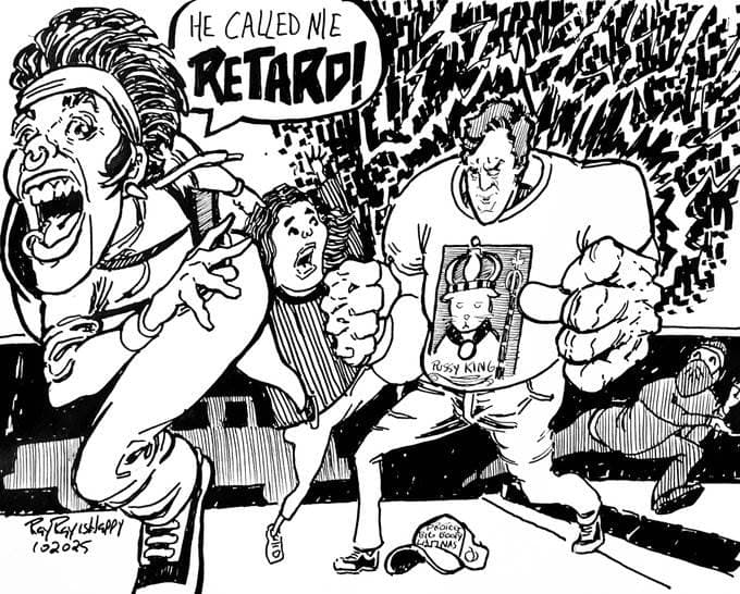 Cartoons, ROTC, Alex Stein — ink cartoon by Ray Patrick
