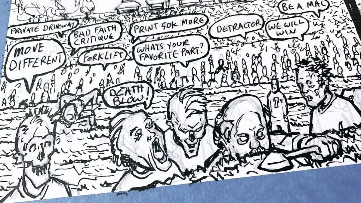 D Tractor, page 15 inks — the crowd talks