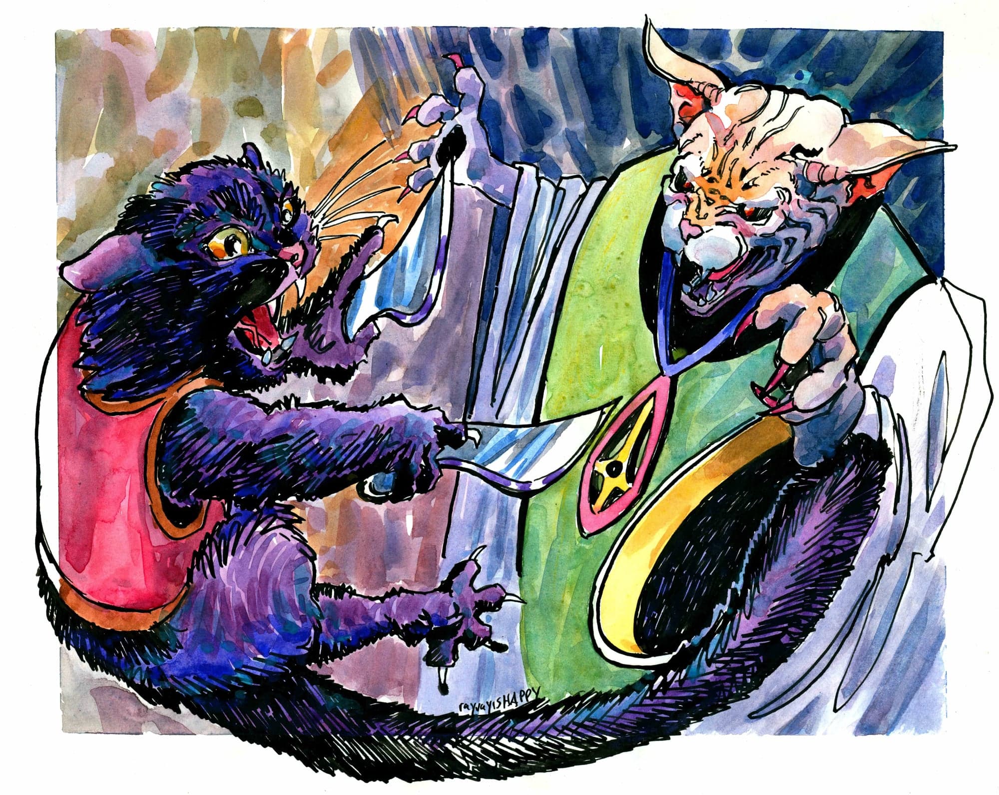 Knife fight, in colour