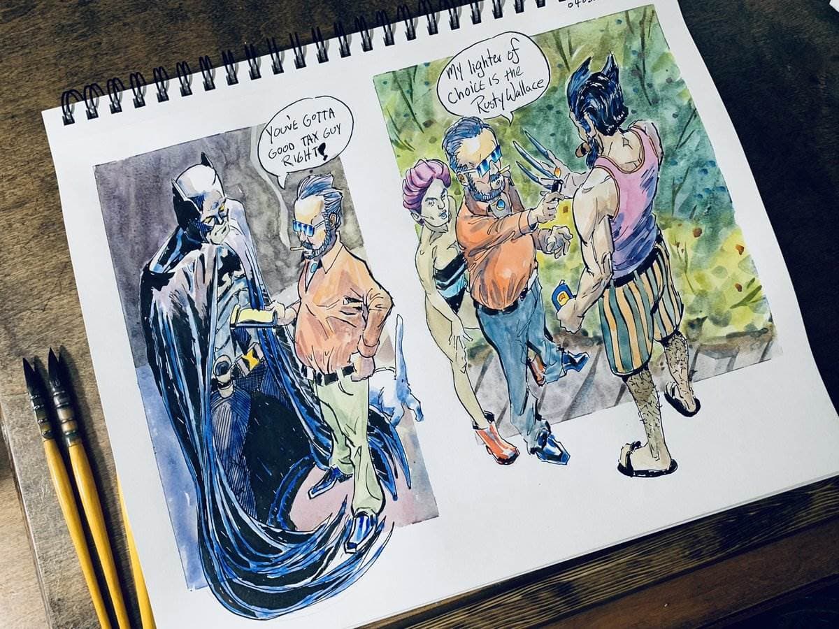 Mersh talking to superheroes