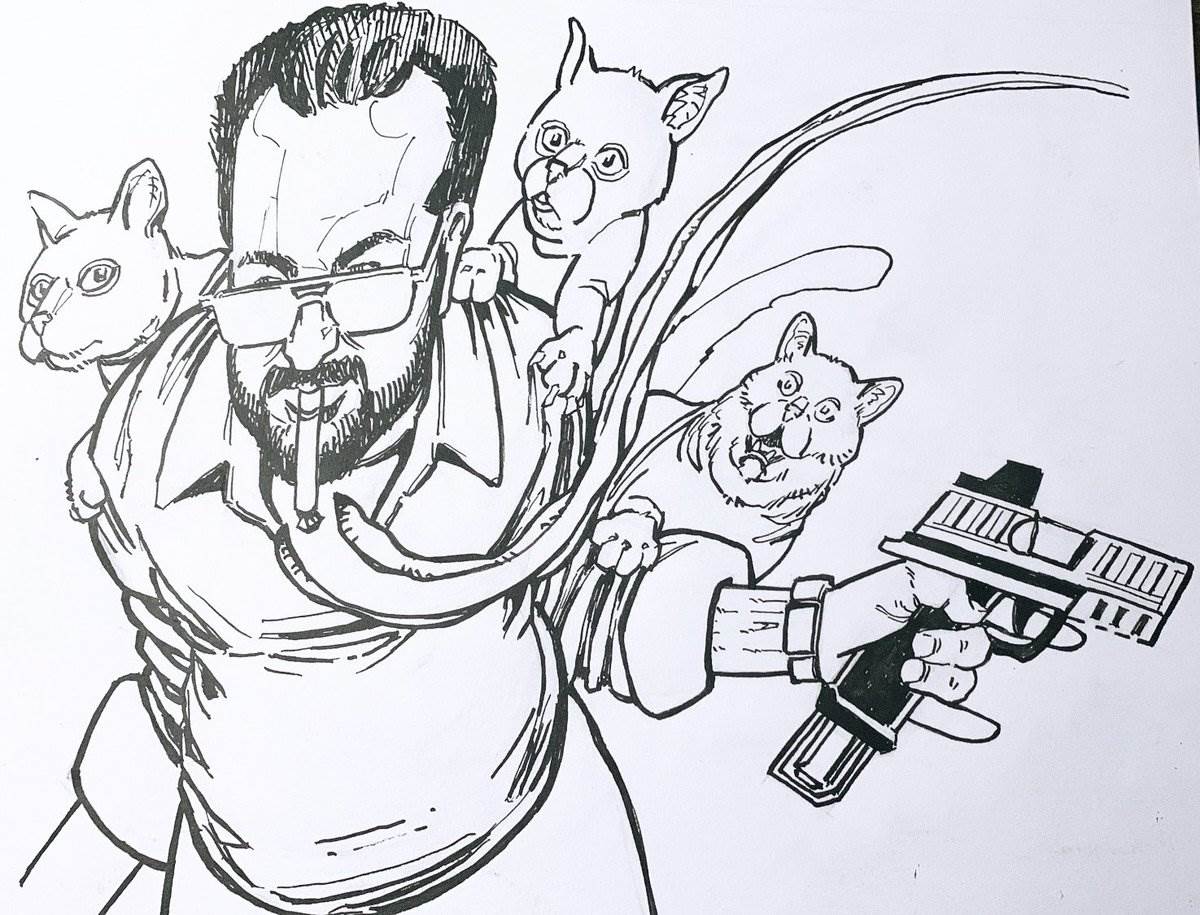 A P365 with a red dot, 2025 — ink cartoon by Ray Patrick