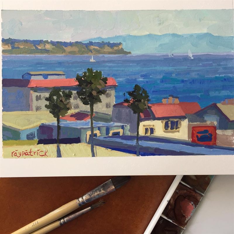 Landscapes, Architecture — gouache painting by Ray Patrick