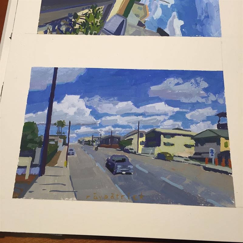 Landscapes, Architecture — gouache painting by Ray Patrick