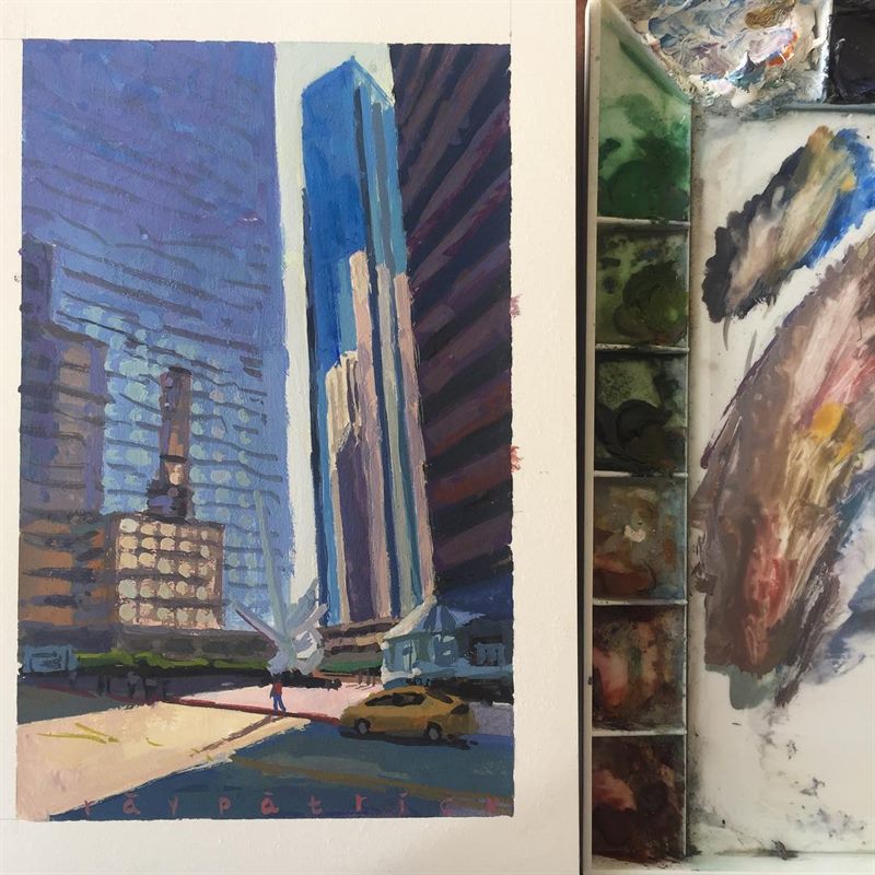 Landscapes, Architecture — gouache painting by Ray Patrick