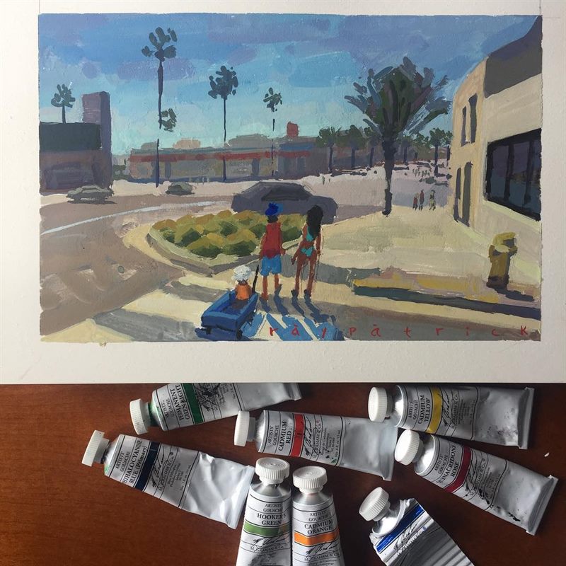 Landscapes, Architecture — gouache painting by Ray Patrick