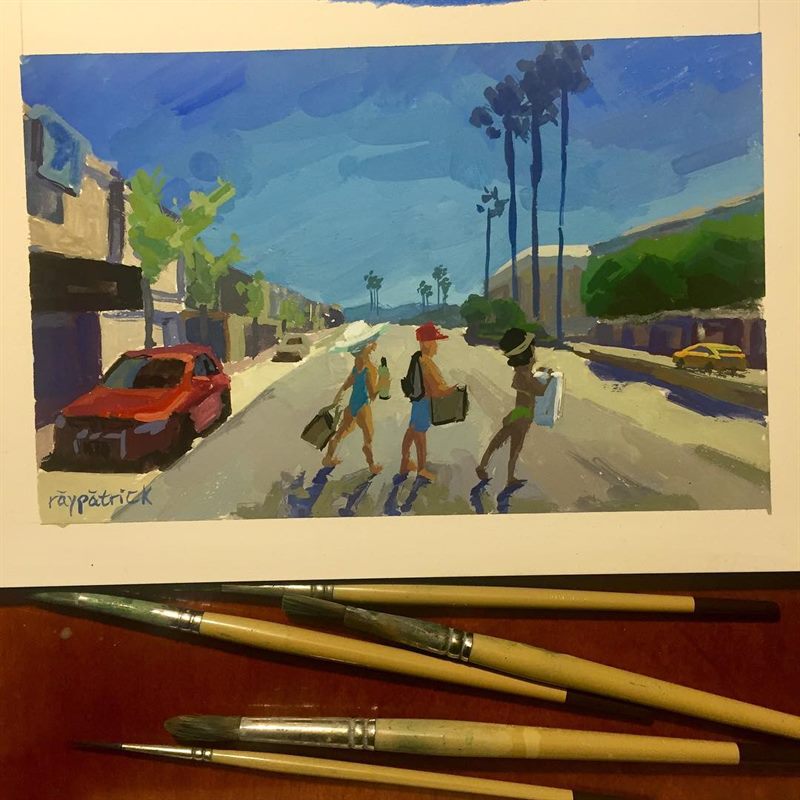 Landscapes, Architecture — gouache painting by Ray Patrick