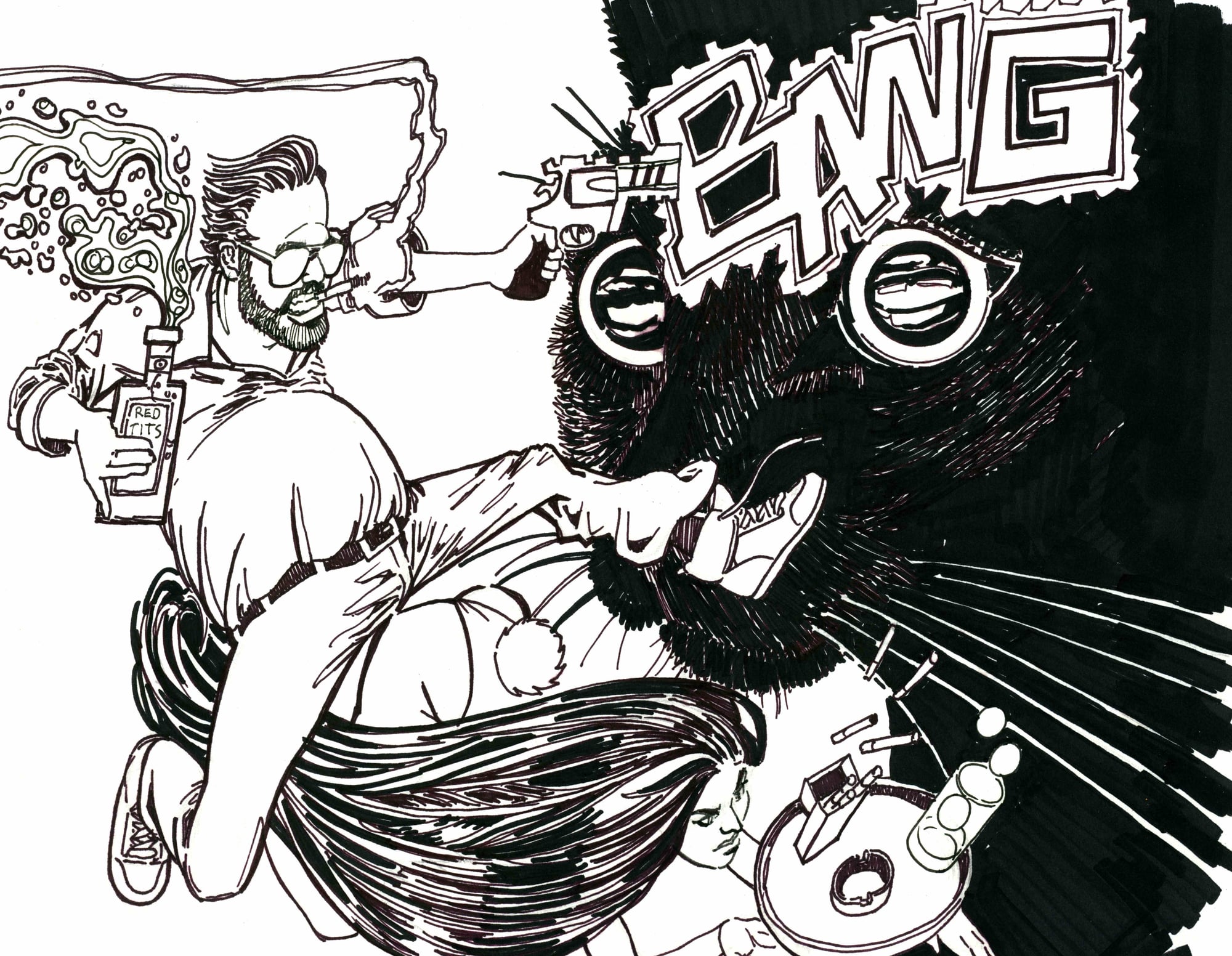 Bang, 2026 — ink cartoon by Ray Patrick