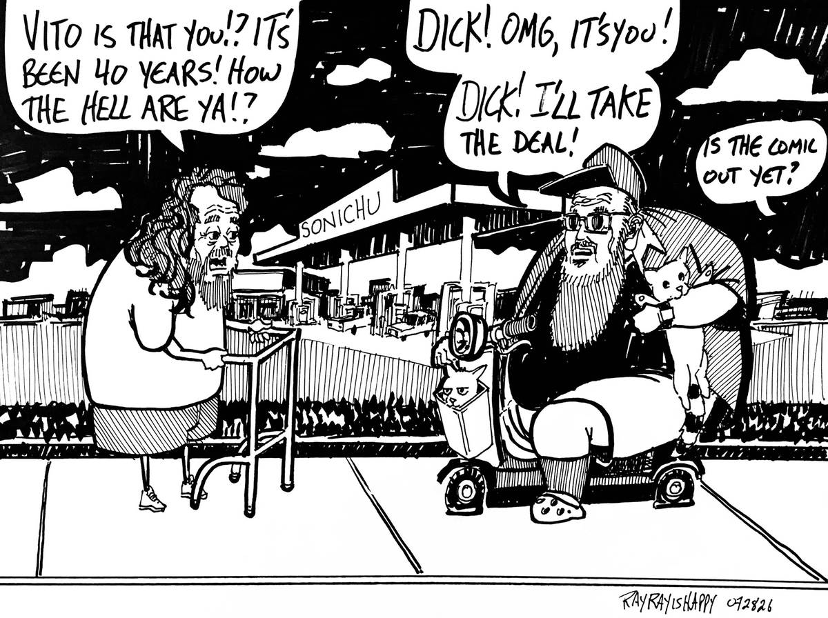Cartoons, BPITU, Dick Masterson — ink cartoon by Ray Patrick