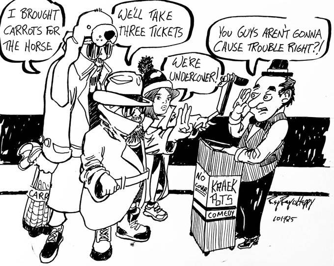 Cartoons, Clippa — ink cartoon by Ray Patrick