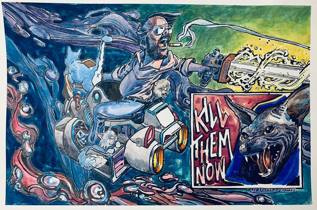 Cartoons, Kitty City — watercolor cartoon by Ray Patrick