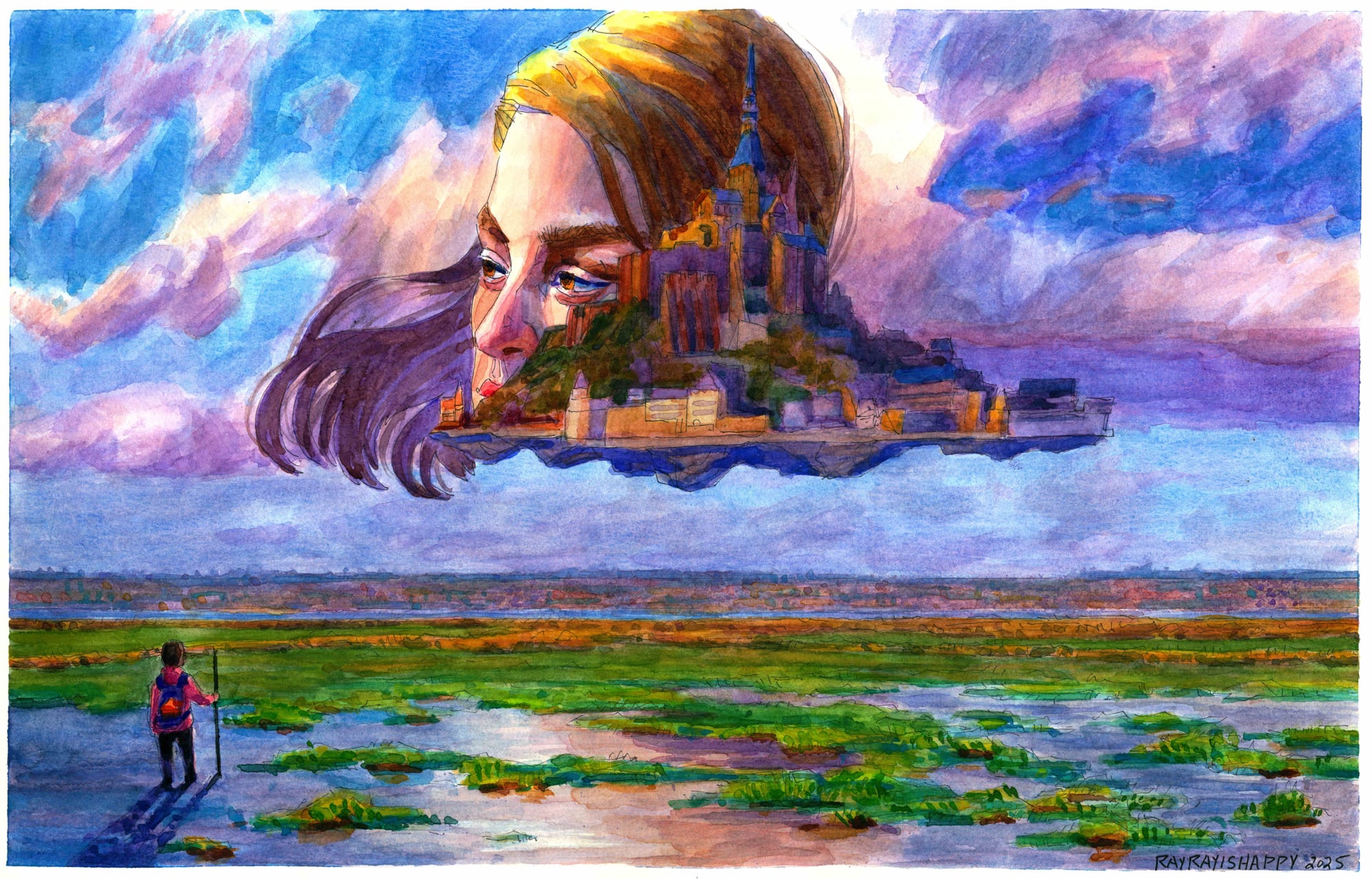castle sky, 2026 — watercolor painting by Ray Patrick