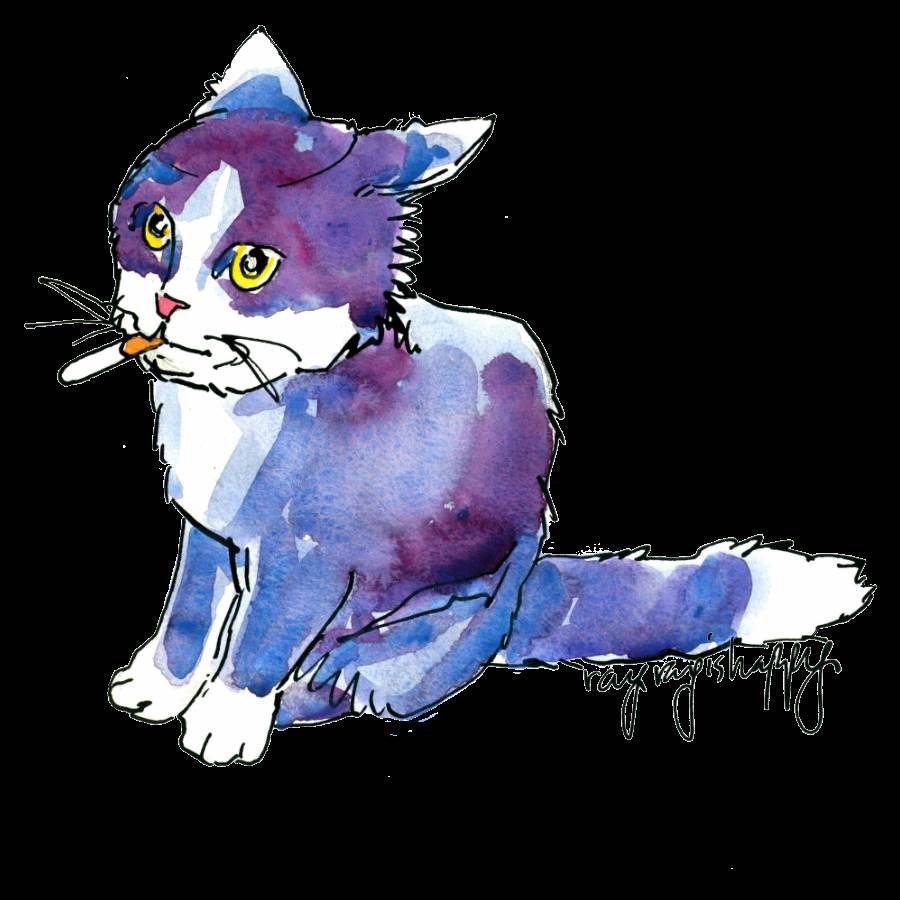 Kitty City, Cats — watercolor painting by Ray Patrick