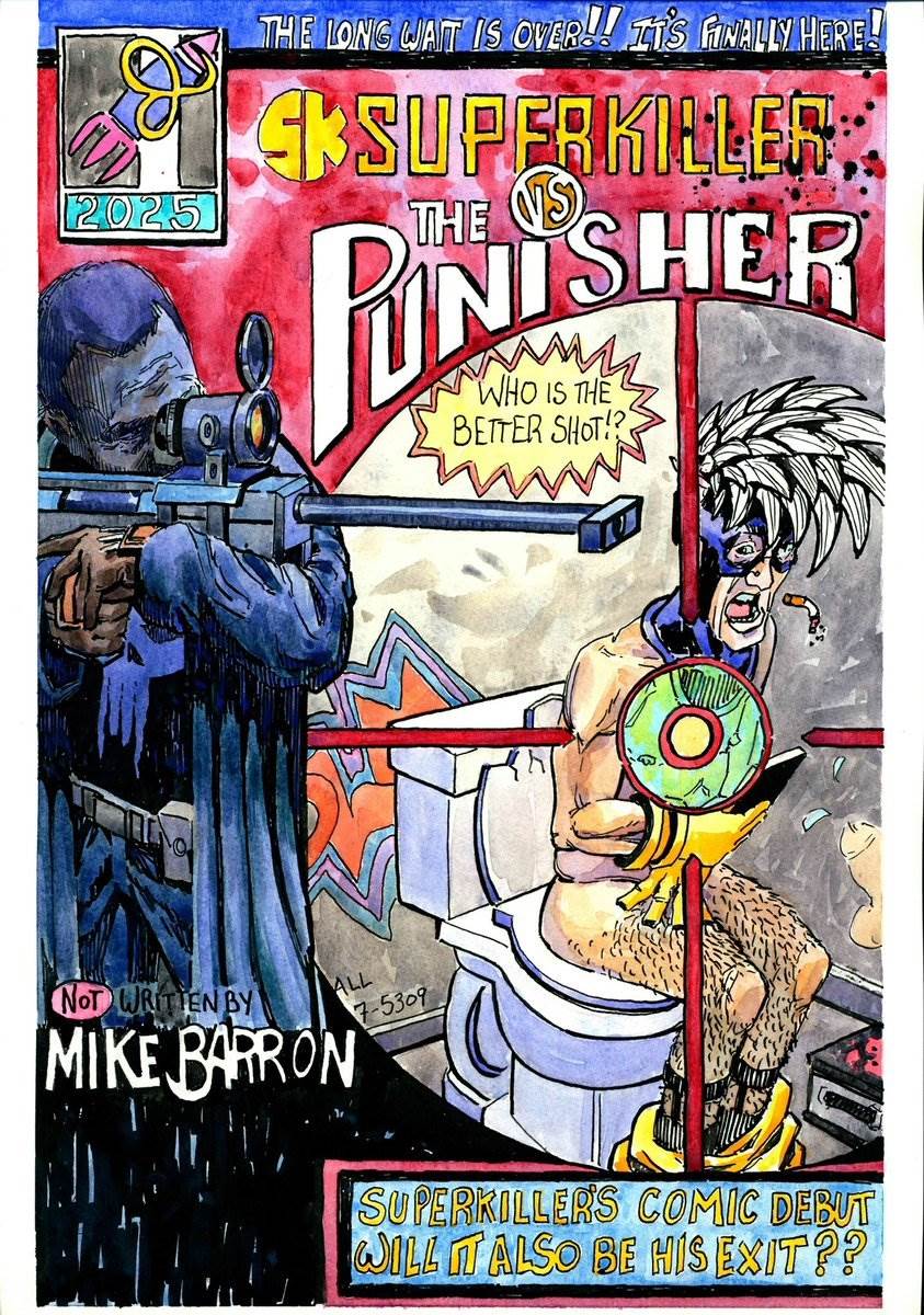 Comics, Superkillers, Comicsgate — watercolor cartoon by Ray Patrick