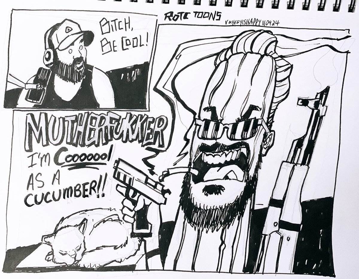 Cool as a cucumber, 2024 — ink cartoon by Ray Patrick