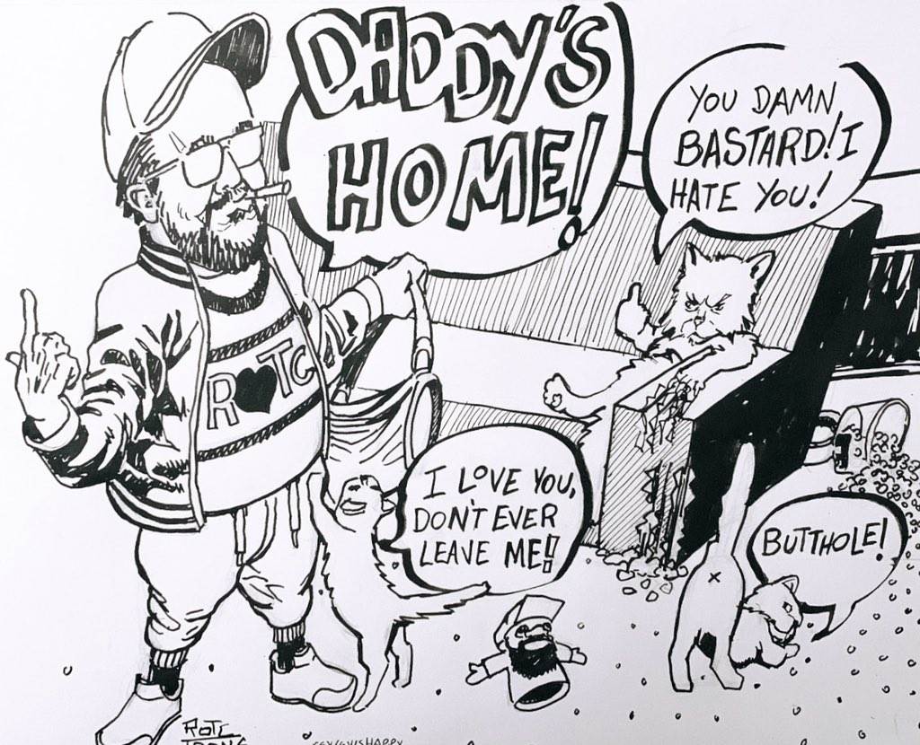 Daddy's home, 2024 — ink cartoon by Ray Patrick
