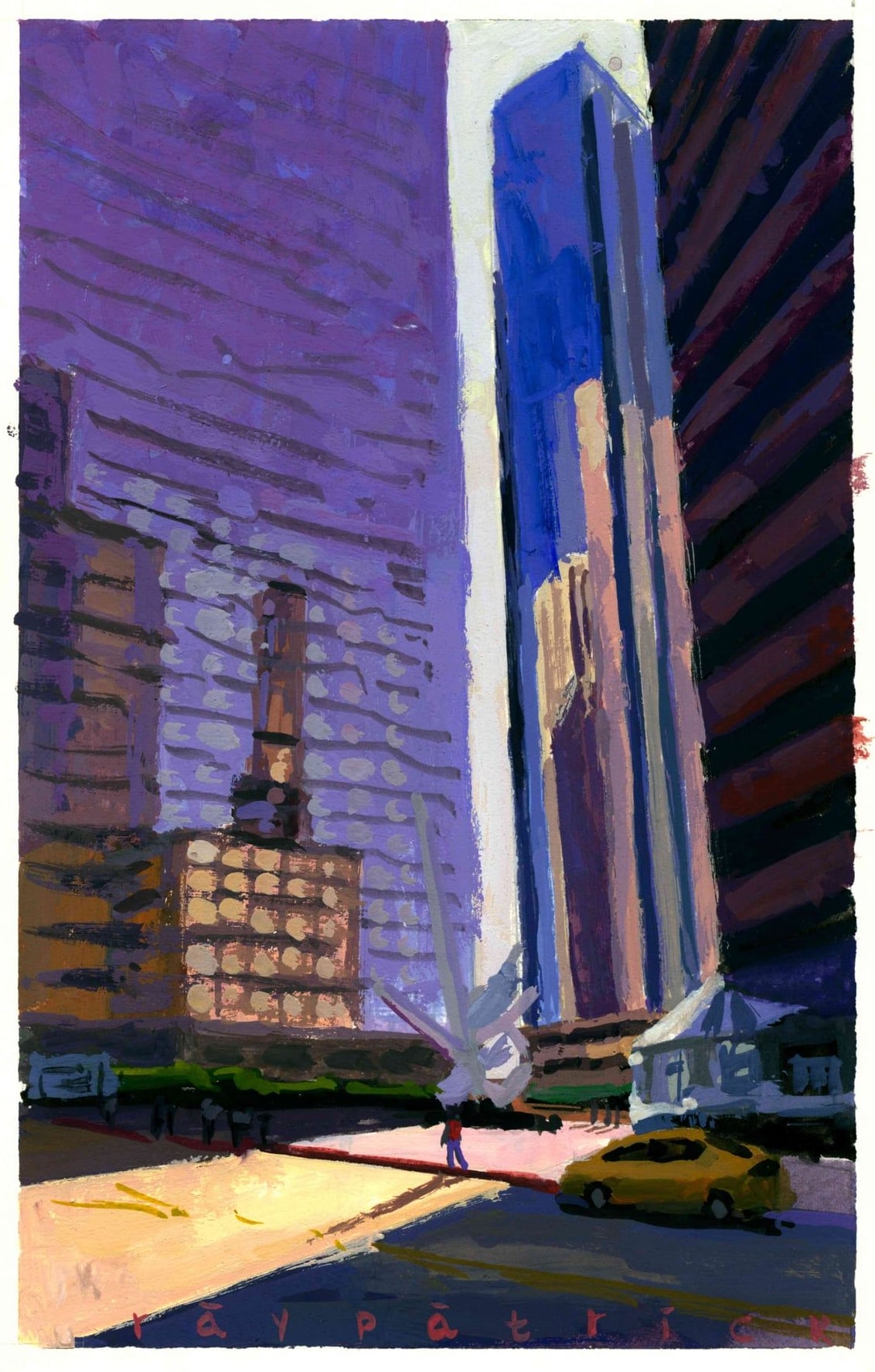 Downtown LA Mirror, 2026 — gouache painting by Ray Patrick