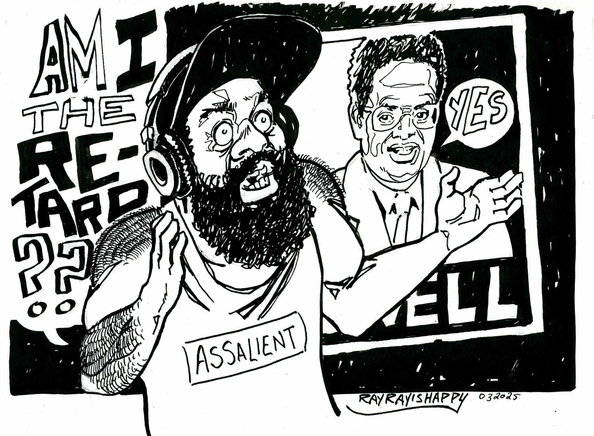 eric retard_12, 2026 — ink cartoon by Ray Patrick