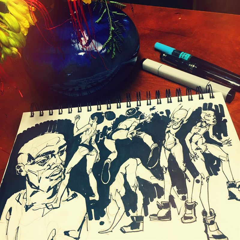 Fashion — ink drawing by Ray Patrick