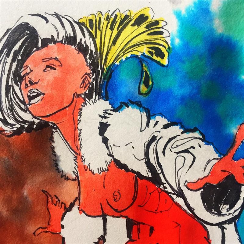 Fashion — ink drawing by Ray Patrick