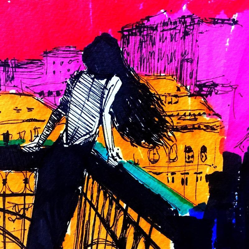 Fashion — ink painting by Ray Patrick