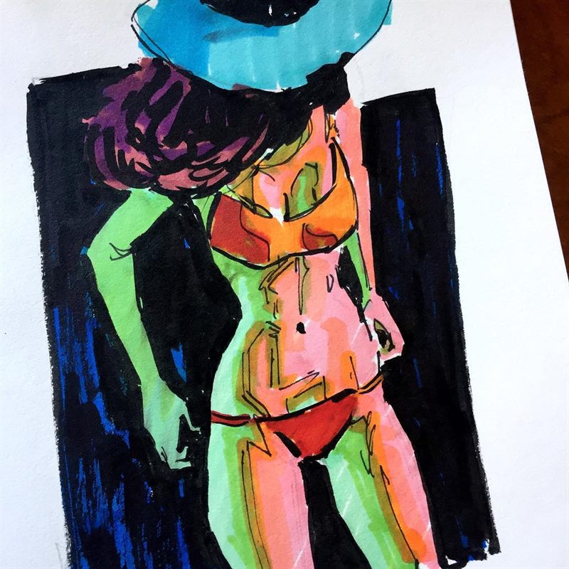 Fashion — ink drawing by Ray Patrick