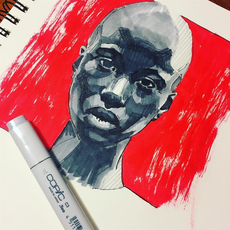 Portraits, Fashion — marker drawing by Ray Patrick