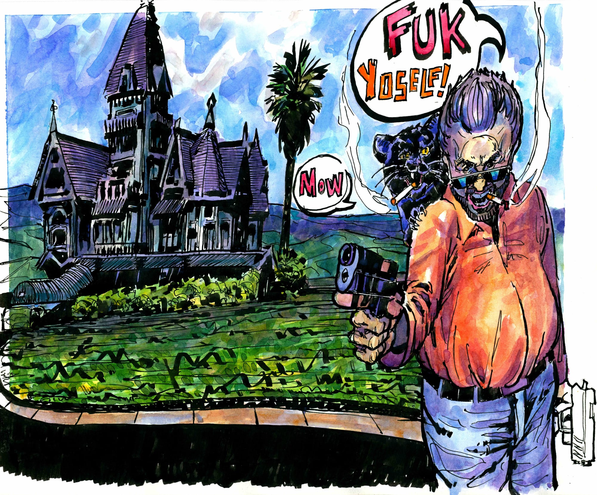 Fuk yoself, 2026 — watercolor painting by Ray Patrick
