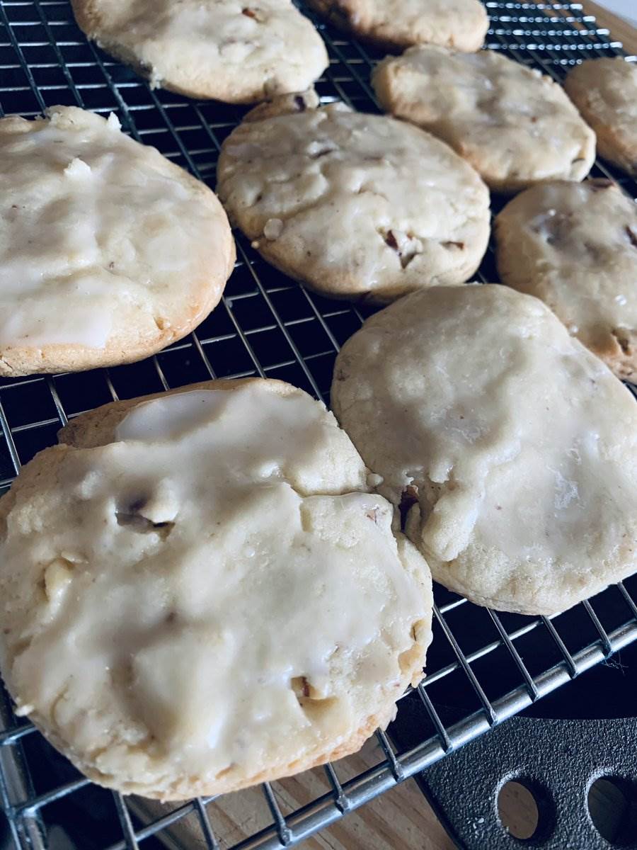 Glazed pecan anise cookies cooling on the rack, 2024 — photograph by Ray Patrick