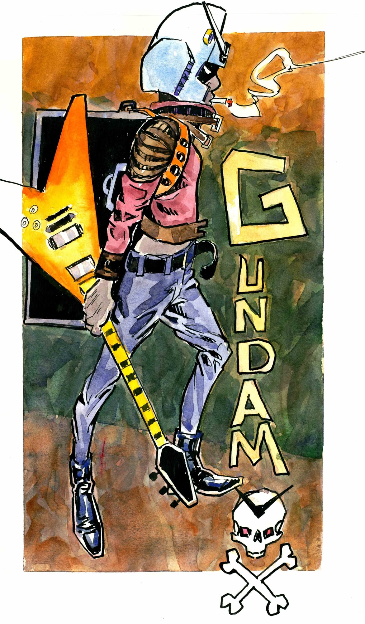 gundam copy, 2026 — watercolor cartoon by Ray Patrick