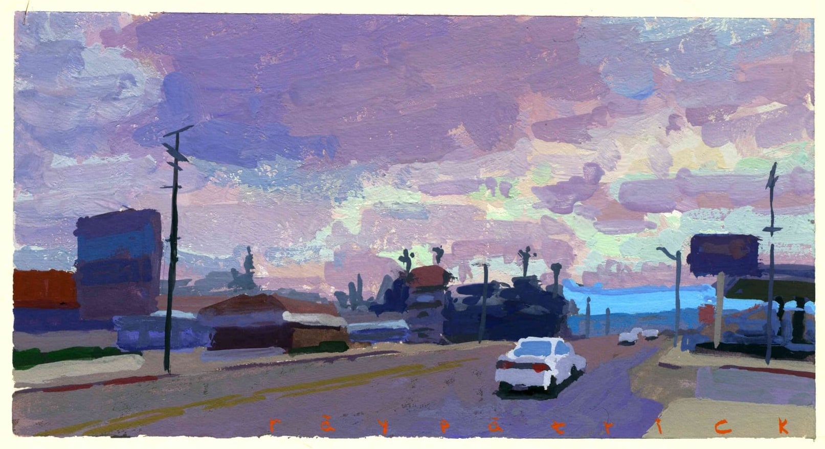 Hermosa Beach Drive, 2026 — gouache painting by Ray Patrick