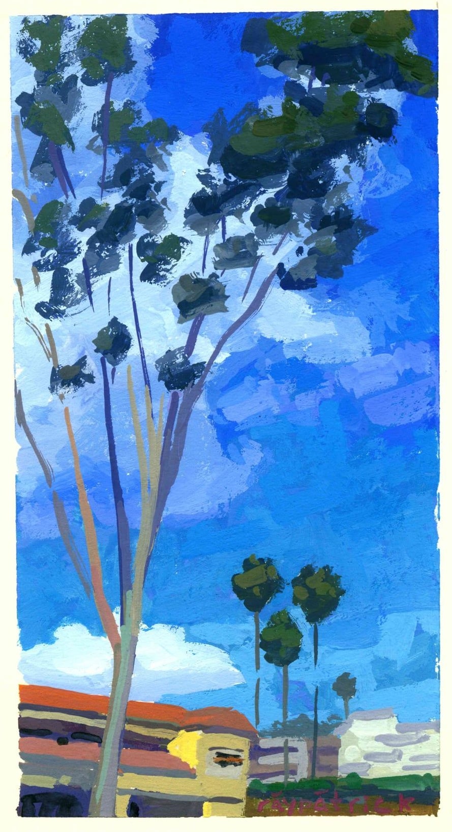 Hermosa Beach Eucalyptus, 2026 — gouache painting by Ray Patrick