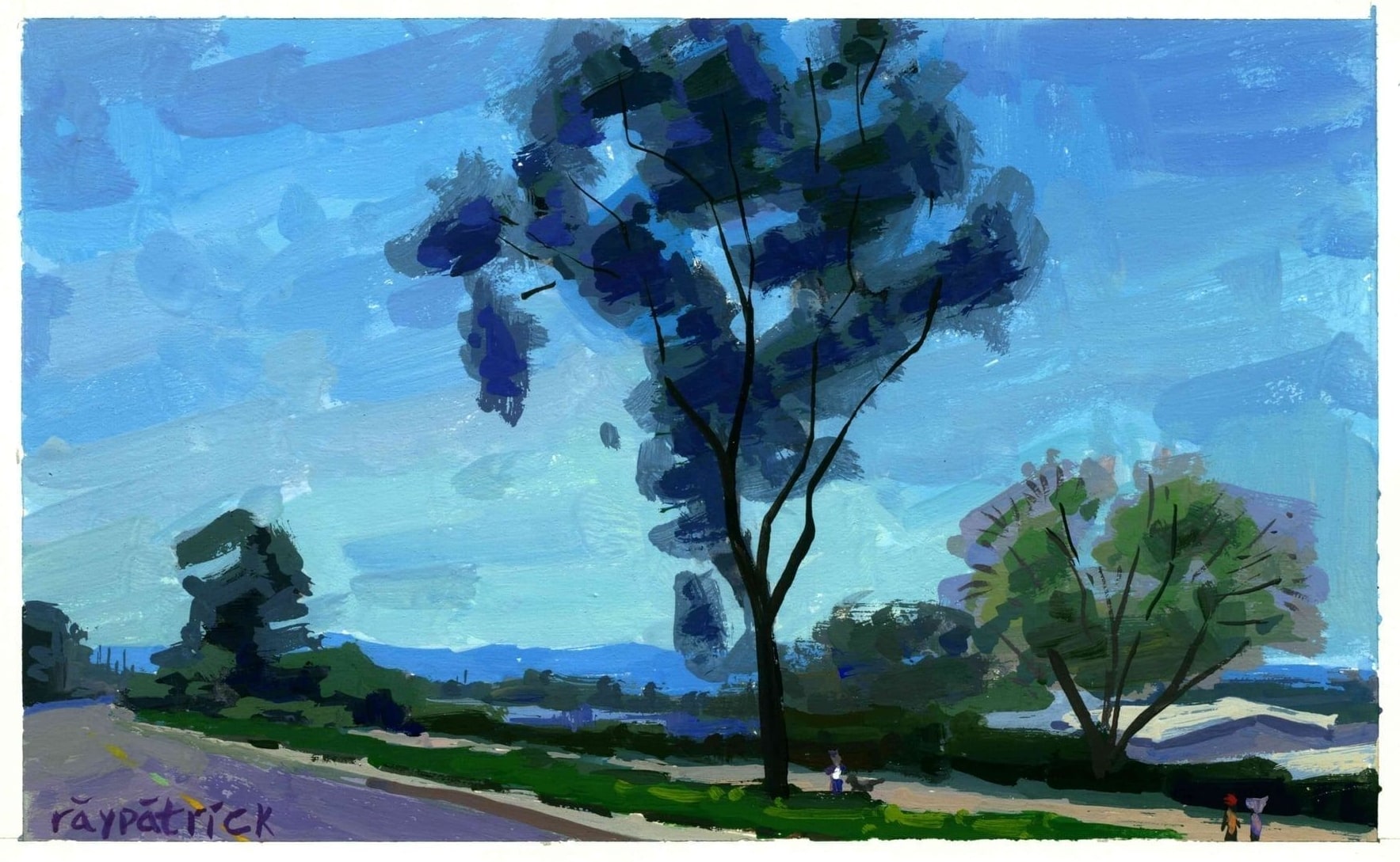 Hermosa Beach Greenbelt, 2026 — gouache painting by Ray Patrick