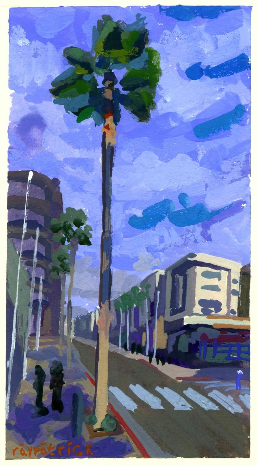 Hermosa Beach Palm Tree, 2026 — gouache painting by Ray Patrick
