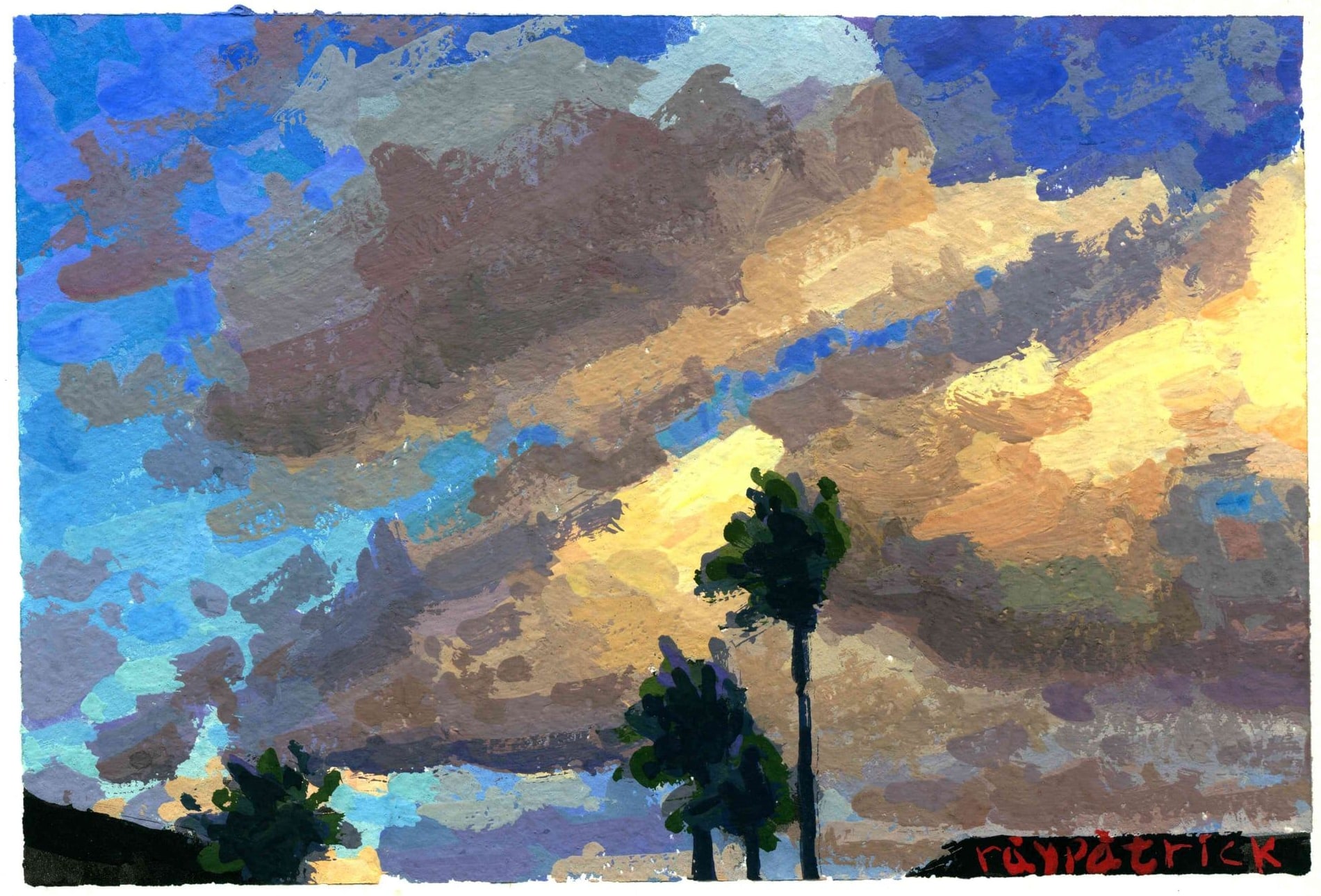 Hermosa Beach Sky, 2026 — gouache painting by Ray Patrick
