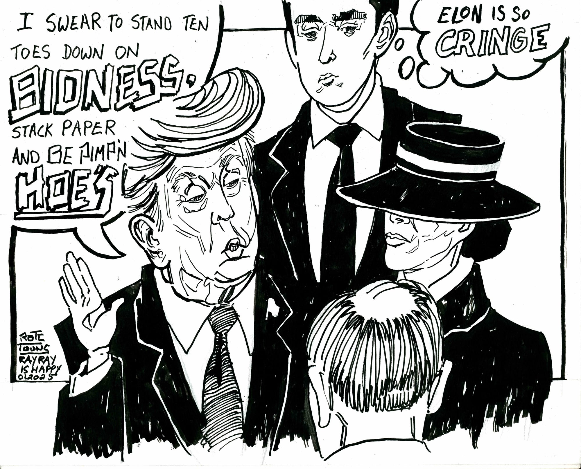 inaguration, 2026 — ink cartoon by Ray Patrick