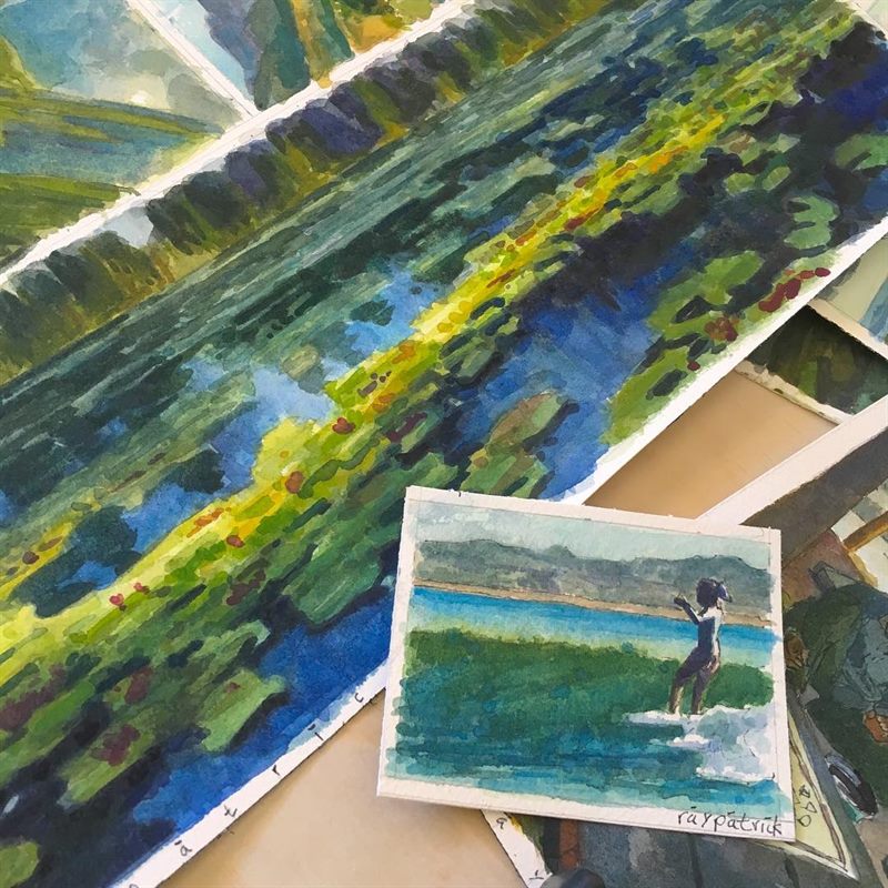 Landscapes, Surfing, Seascapes — watercolor painting by Ray Patrick