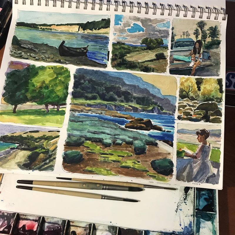Seascapes, Landscapes — watercolor painting by Ray Patrick