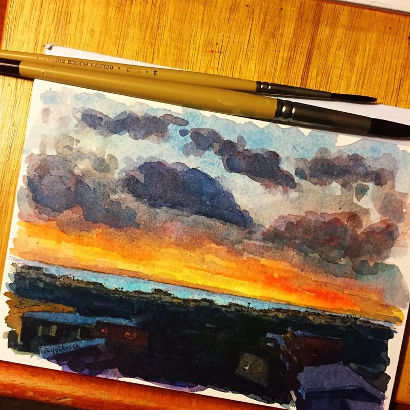 Landscapes, Sunsets — watercolor painting by Ray Patrick