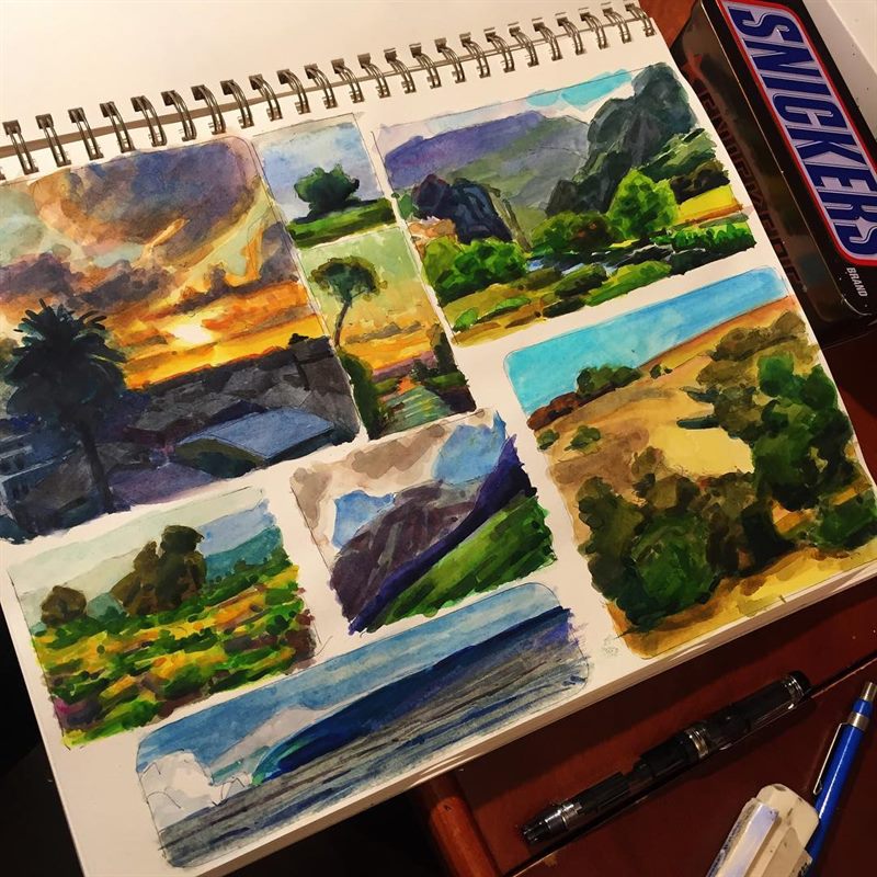 Landscapes, Sunsets — watercolor painting by Ray Patrick