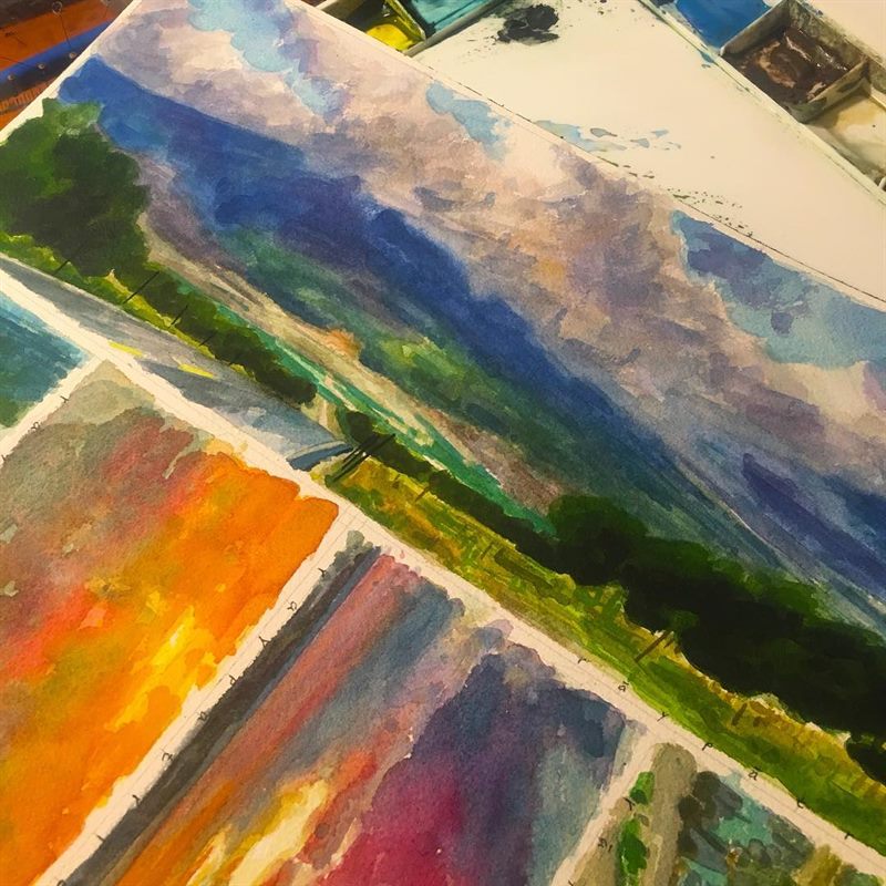 Landscapes, Sunsets — watercolor painting by Ray Patrick
