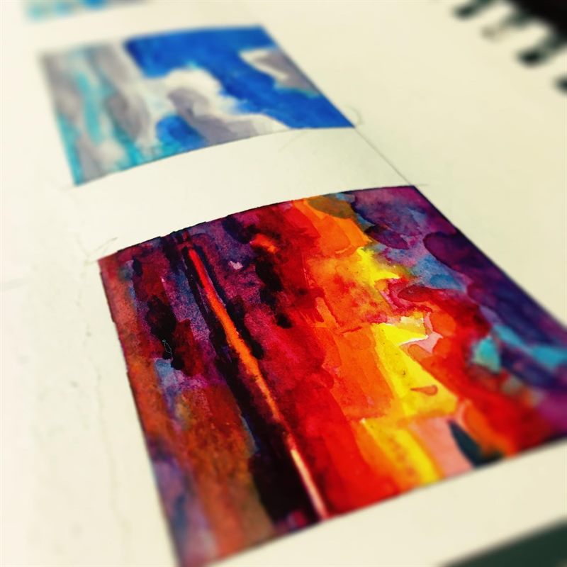 Landscapes, Sunsets — watercolor painting by Ray Patrick