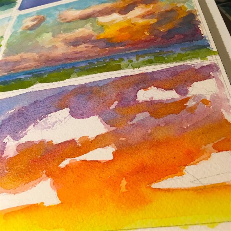 Landscapes, Sunsets — watercolor painting by Ray Patrick