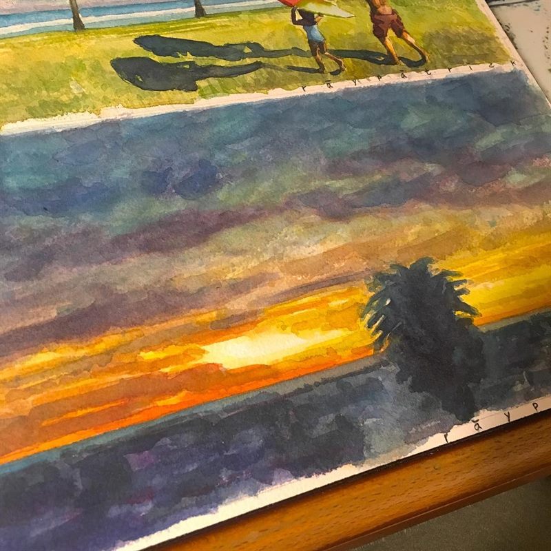 Landscapes, Sunsets — watercolor painting by Ray Patrick
