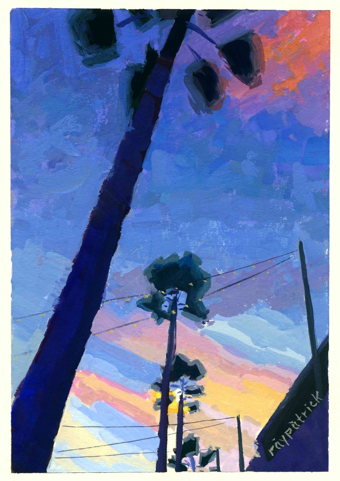 Manhattan Beach Palms, 2026 — gouache painting by Ray Patrick