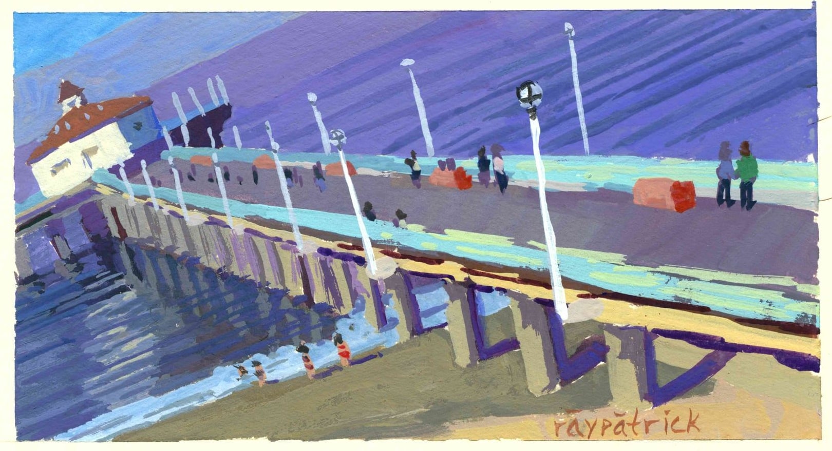 Manhattan Beach Pier, 2026 — gouache painting by Ray Patrick