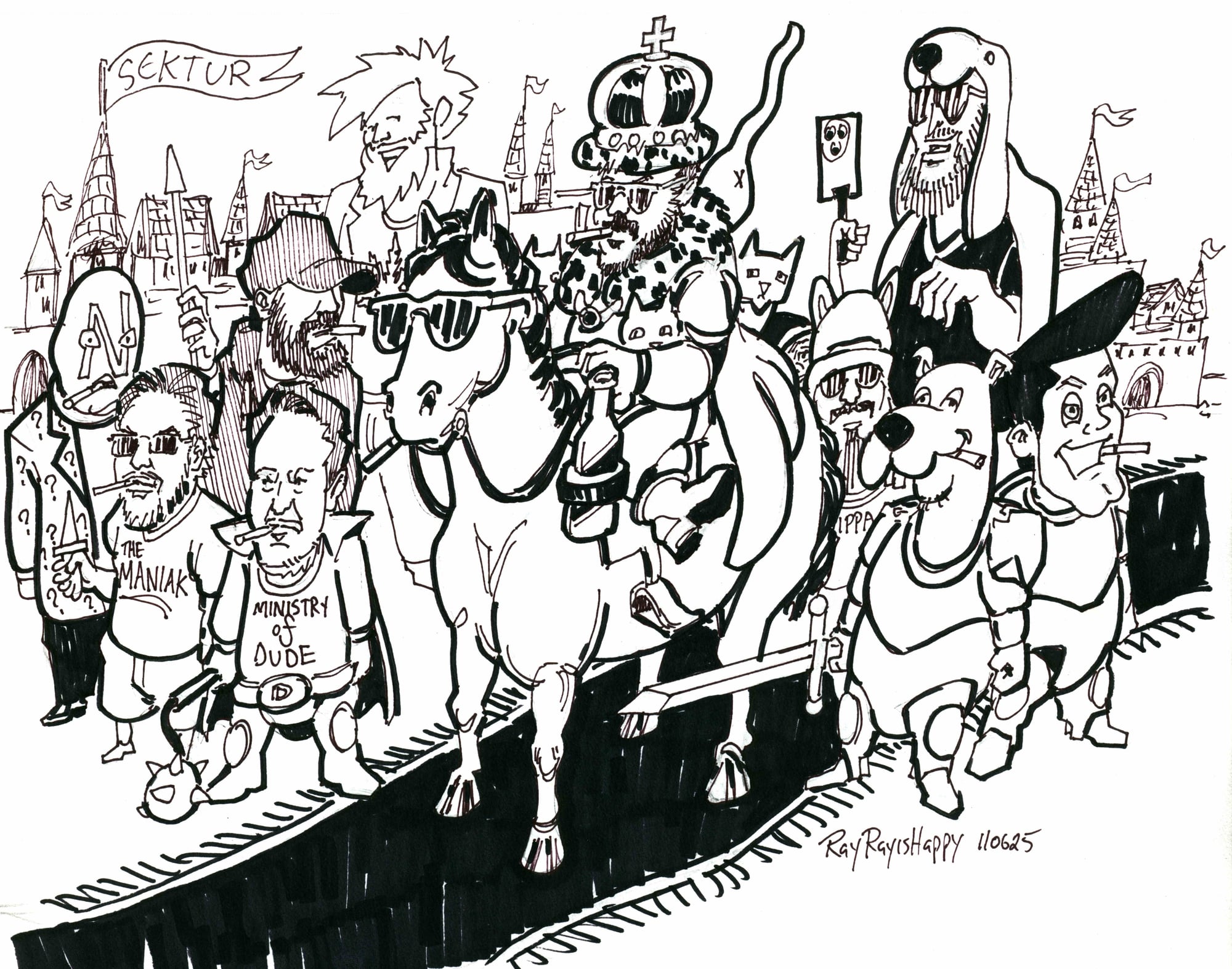 mersh king court_12, 2026 — ink cartoon by Ray Patrick
