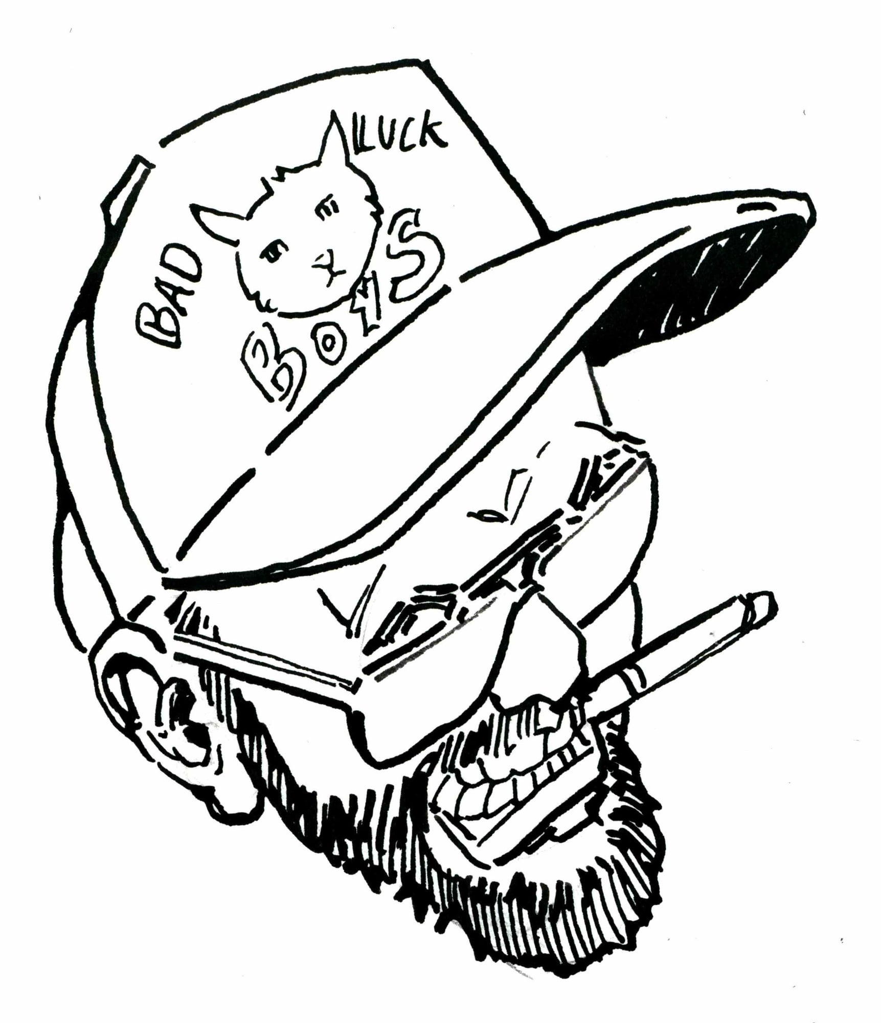 Mersh sticker, 2026 — ink cartoon by Ray Patrick