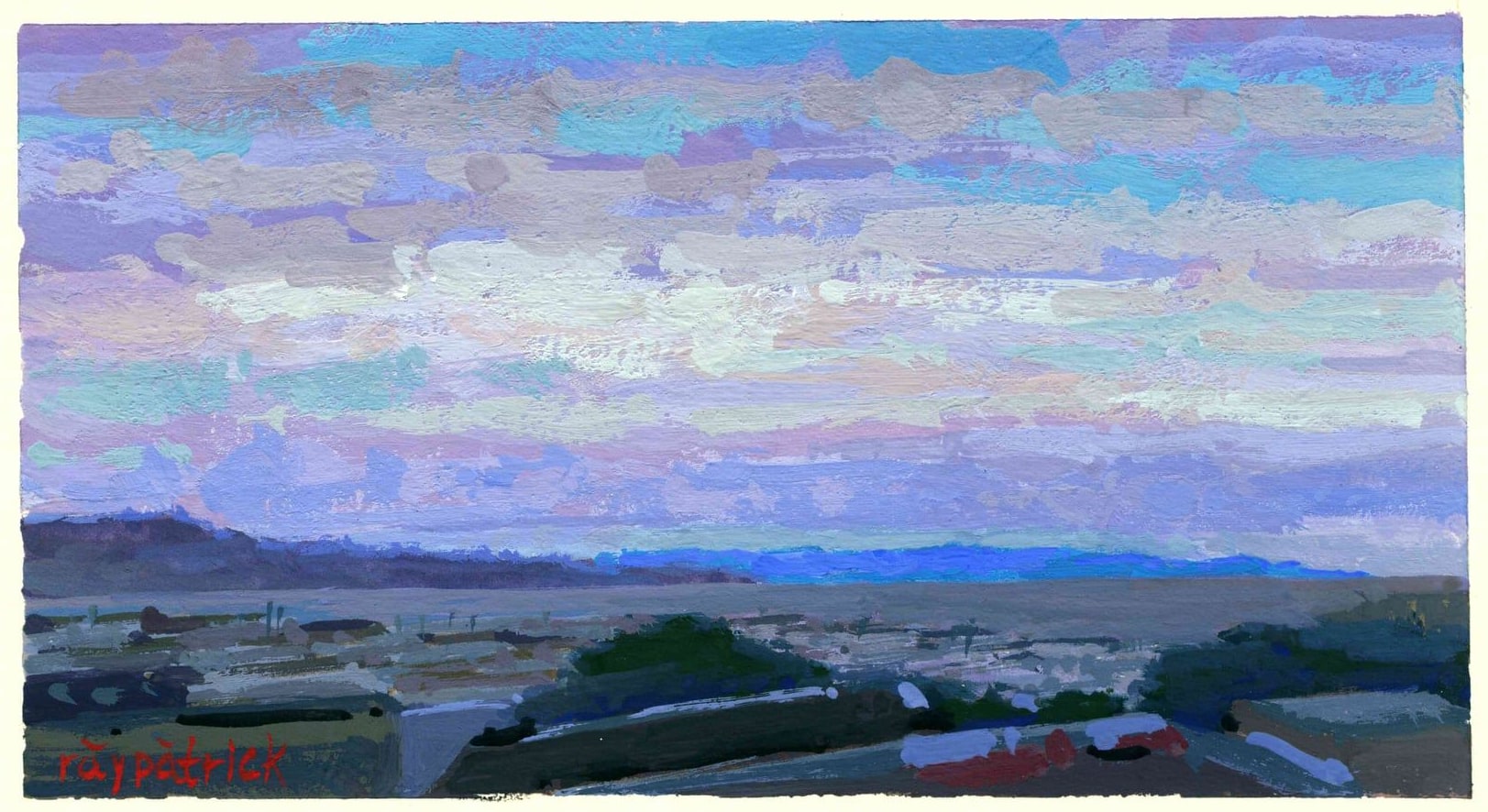 Palos Verdes Clouds, 2026 — gouache painting by Ray Patrick