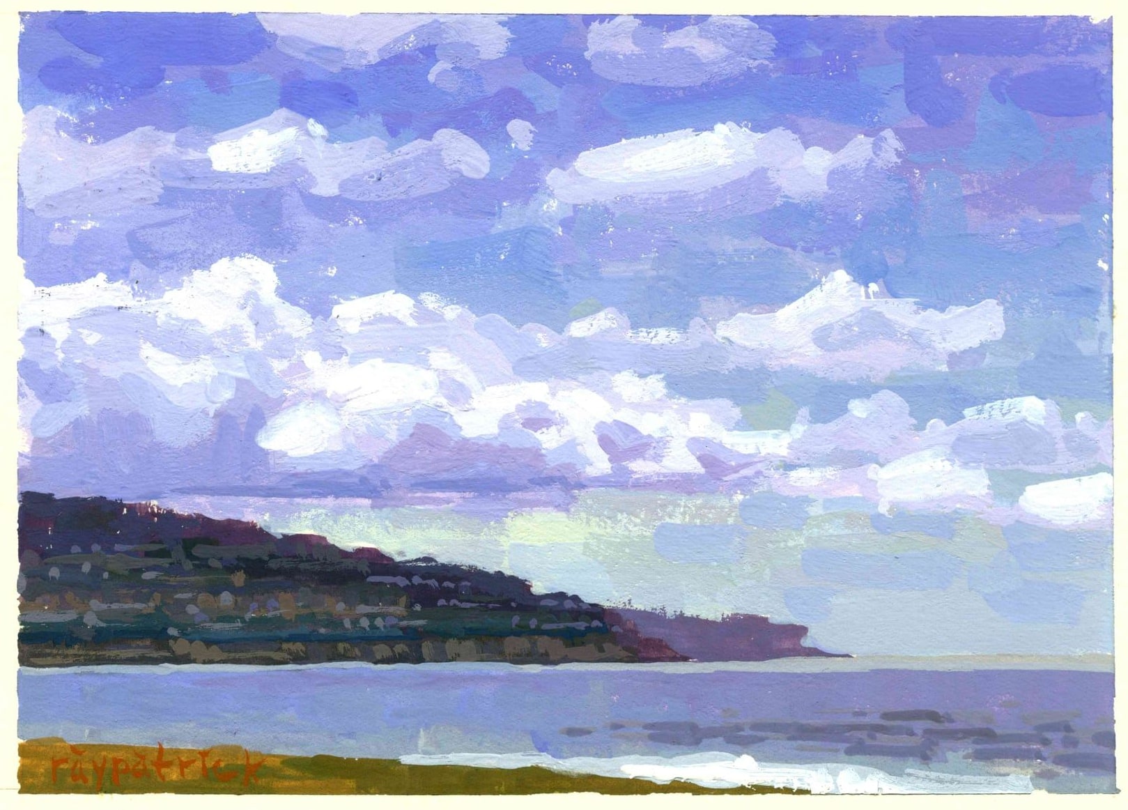 Palos Verdes Peninsula Clouds, 2026 — gouache painting by Ray Patrick