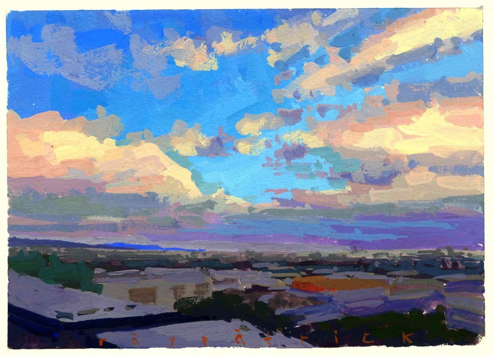 Palos Verdes Sunset, 2026 — gouache painting by Ray Patrick